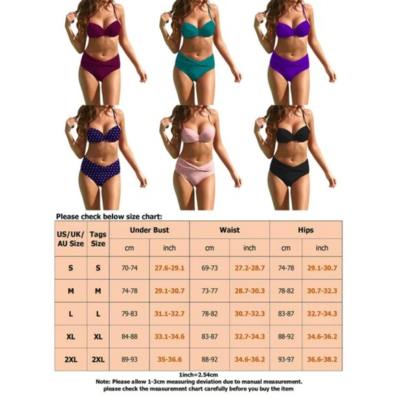 ALYCASO Wine Red Push Up Underwire Twist High Waisted Triangle Bikini Sz S - Picture 7 of 7